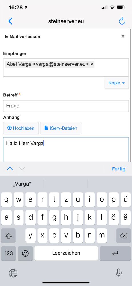 Handy mit Bildschirmtastatur